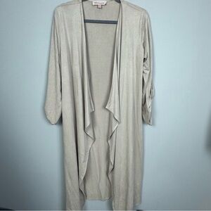 PHILOSOPHY | Beige Open Front Waterfall Drape Duster Cardigan Women’s Size Small